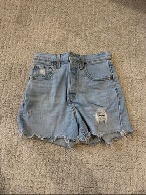 Levi's Light Blue Distressed Cutoff Denim Shorts